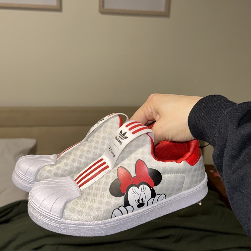 Adidas Kids Minnie Mouse Red and Gray Sneakers